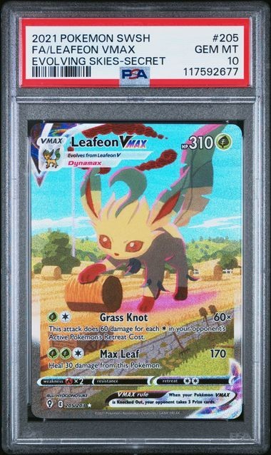 Pokémon Leafeon VMAX Alternate Art Evolving Skies Secret Rare 205/203 PSA 10 (English Version)