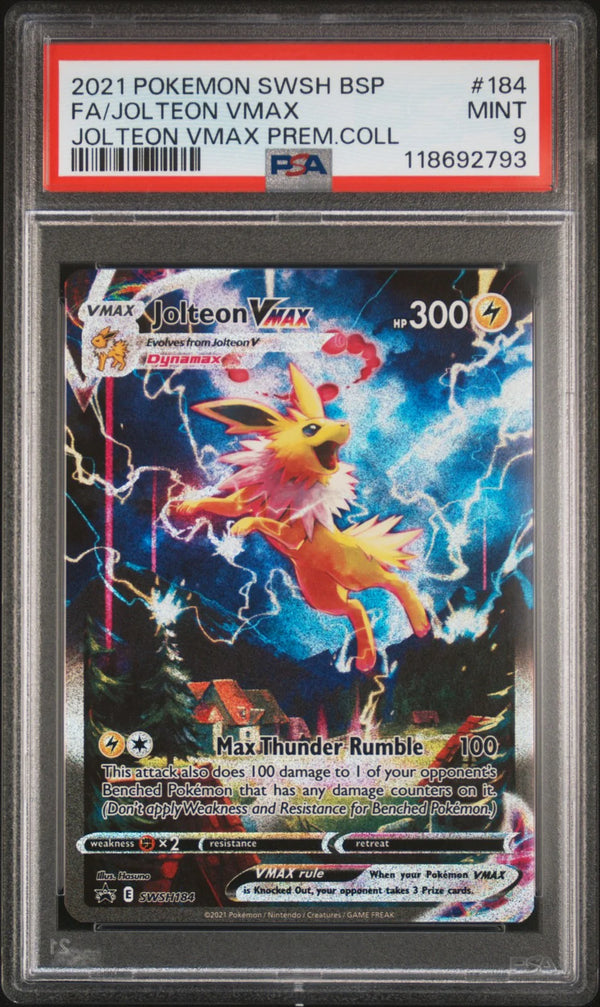 2021 POKEMON SWSH BLACK STAR PROMO #184 FULL ART/JOLTEON VMAX PSA 9 (English Version)