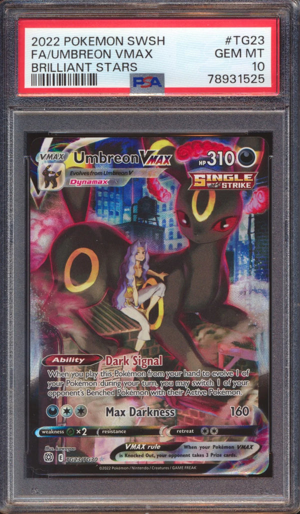 2022 POKEMON BRILLIANT STARS UMBREON VMAX FULL ART #TG23 PSA 10!