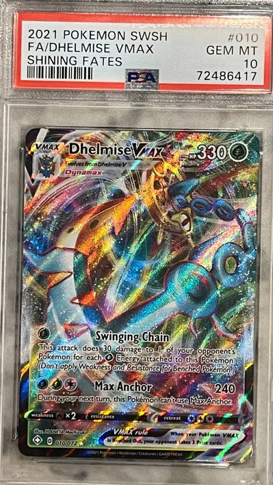 Pokemon Shining Fates Dhelmise VMAX Full Art #010 PSA 10 (English Version)