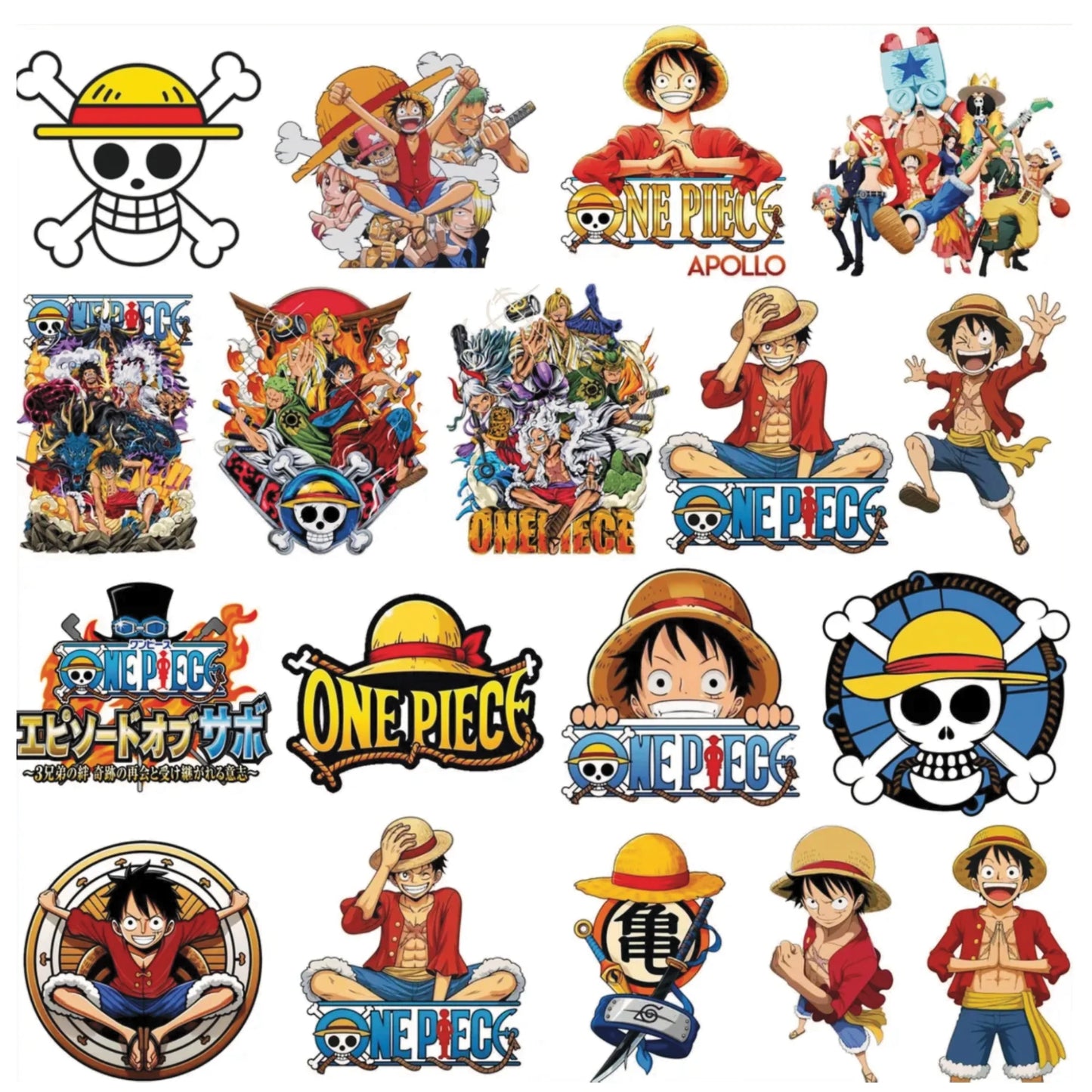 One Piece Stickers - Pack of 10 assorted stickers