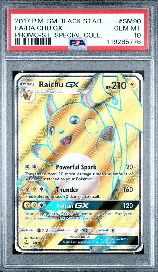 Black Star Promo Shining Legends Special Coll. # SM90 Full Art Raichu GX PSA 10 (English Version)