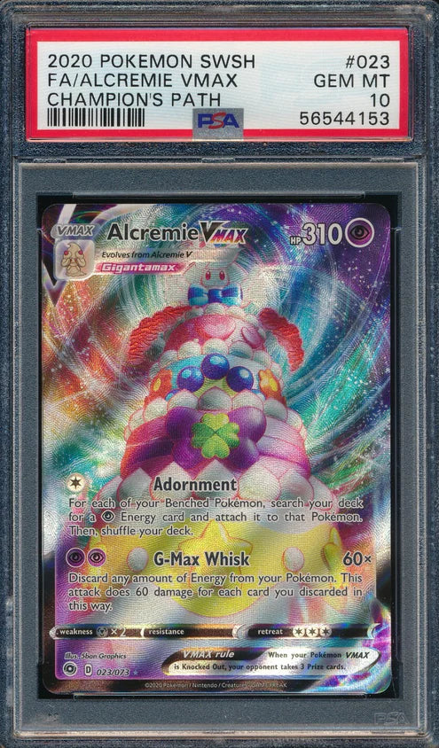 PSA 10 ALCREMIE VMAX 2020 POKEMON SWORD & SHIELD CHAMPION'S PATH #023 FULL ART (English Version)