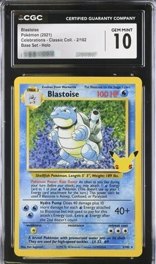 CGC 10 Blastoise Holo 2/102 Celebrations Classic Collection Pokémon 2021