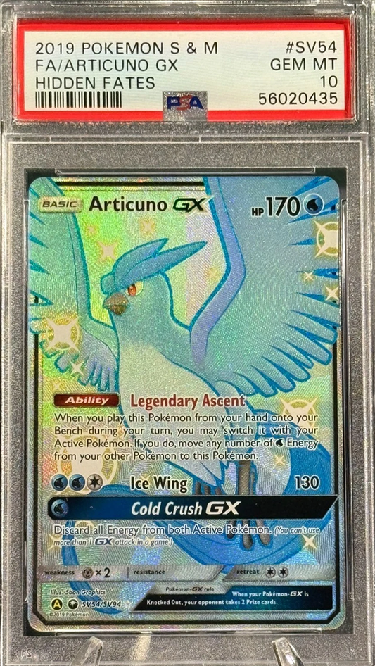 2019 Pokémon Articuno GX Hidden Fates PSA 10 Card #SV54