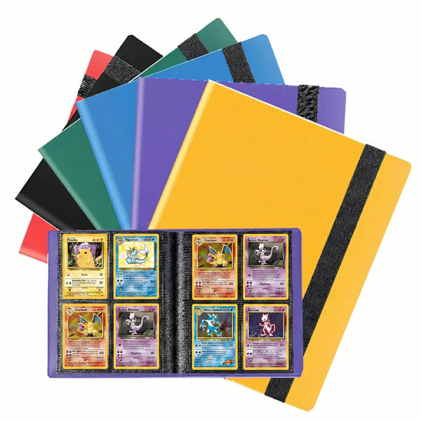 4 Pocket Trading Card Binder (160 Cards) – Multi-Color Album with Strap