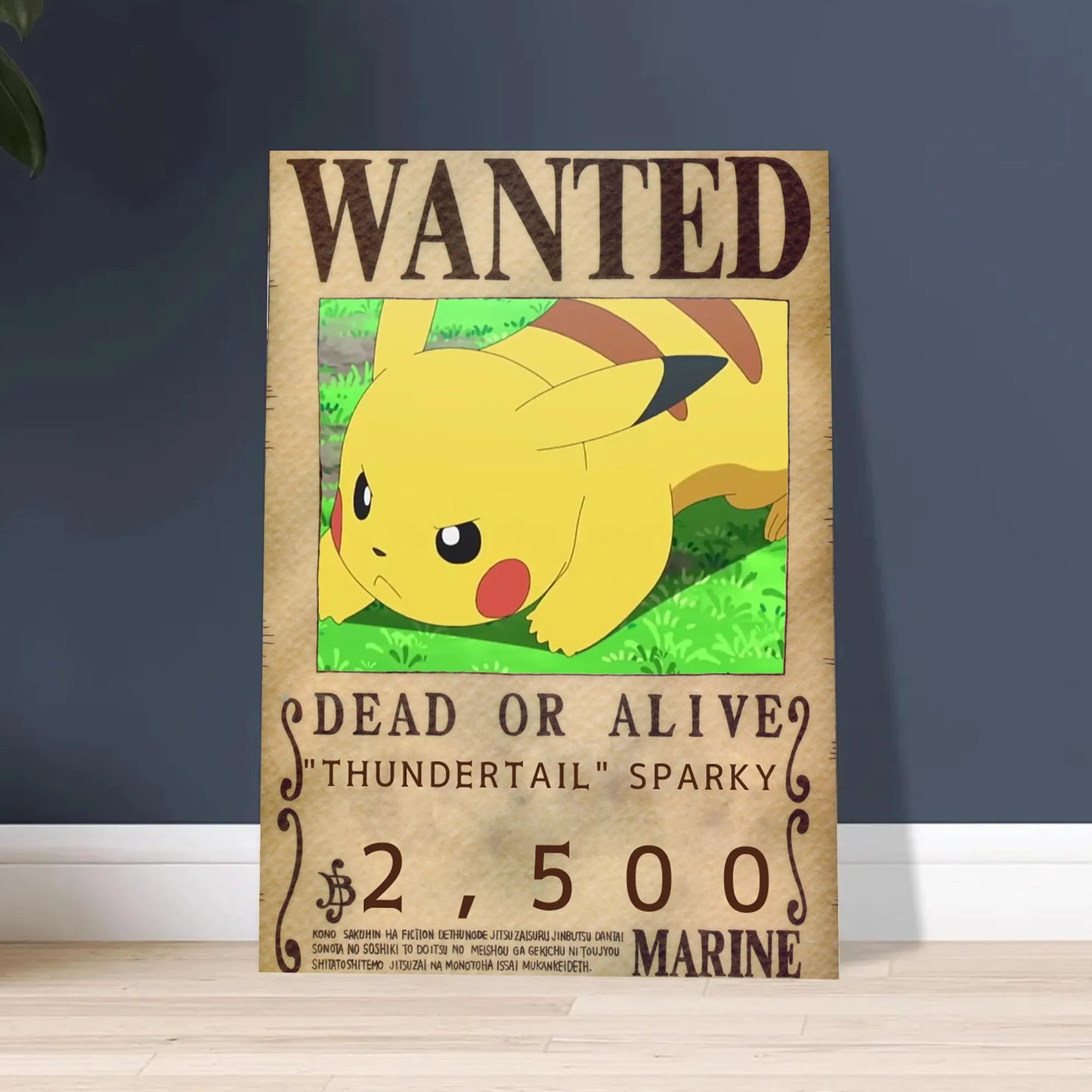 Pikachu Thunder Wanted Poster Cute Anime Wall Art