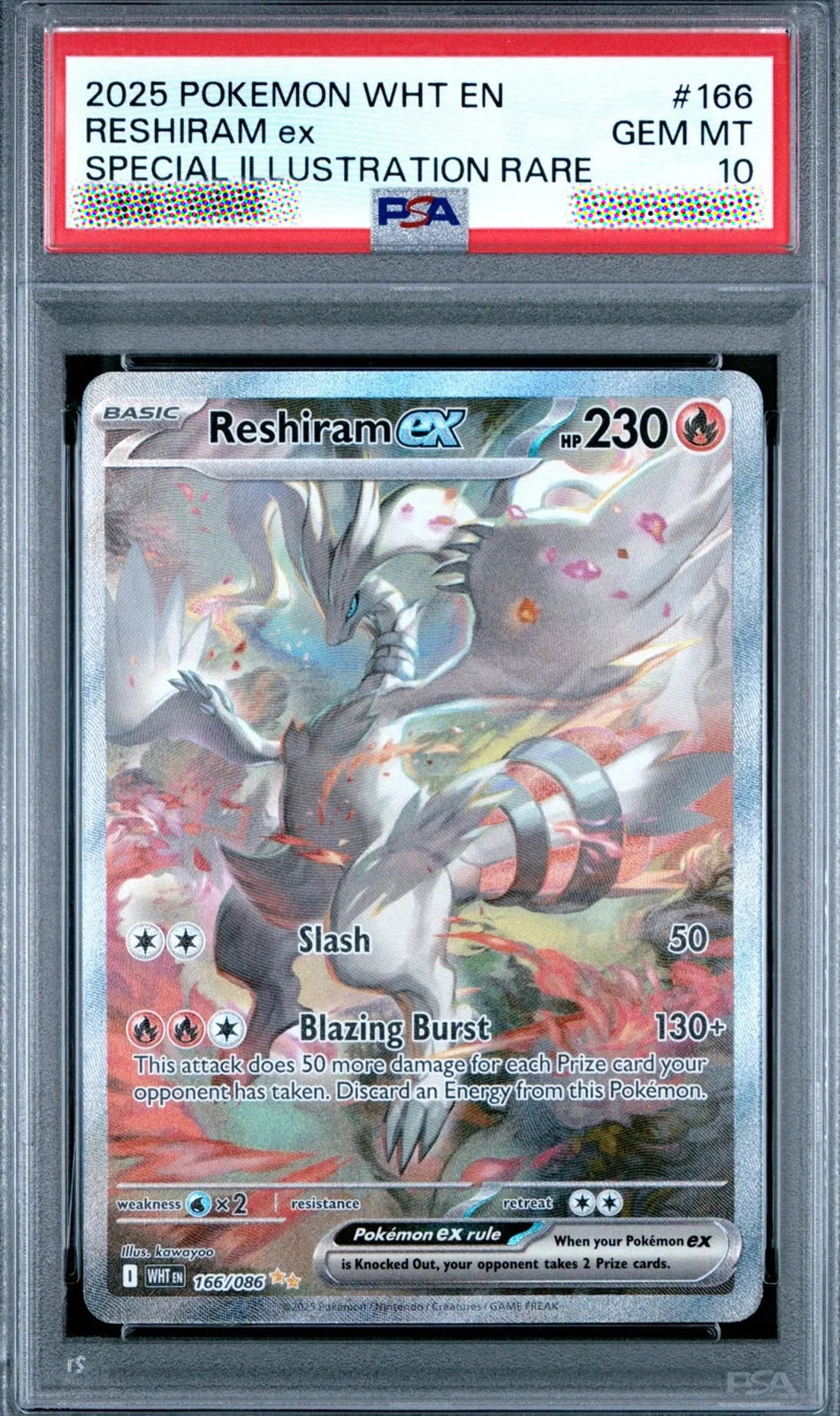 2025 Pokémon WHT EN SPECIAL ILLUSTRATION RARE RESHIRAM EX #166 PSA 10