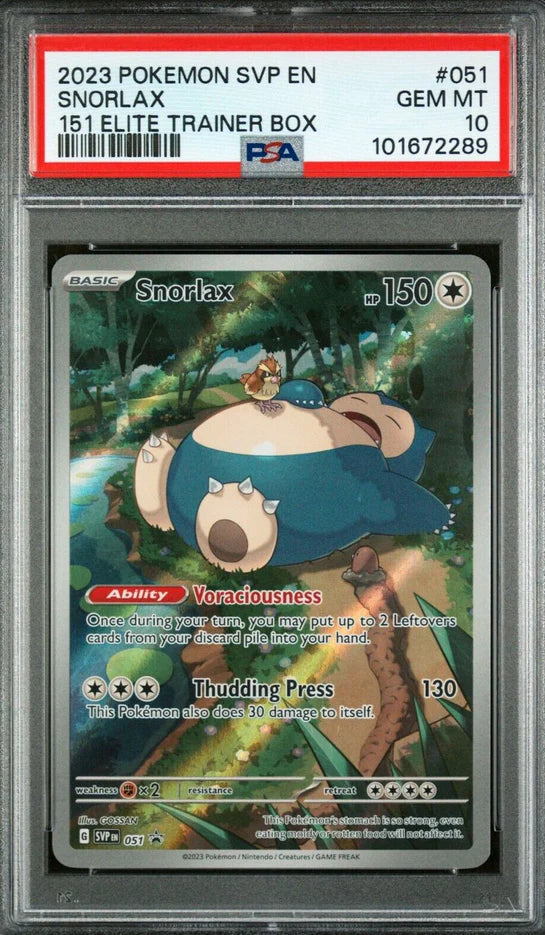 PSA 10 GEM MINT Snorlax ETB SVP 051 Black Star Pokemon 151 2023 English (English Version)